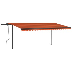 vidaXL Markise Automatisch Einziehbar mit Pfosten 5x3 m Orange Braun