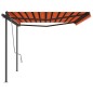 vidaXL Markise Automatisch Einziehbar mit Pfosten 5x3 m Orange Braun vidaXL Markise Automatisch Einziehbar mit Pfosten 5x3 m Orange Braun