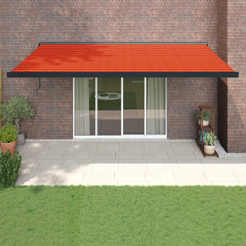 vidaXL Markise Einziehbar Orange und Braun 5x3 m Stoff und Aluminium vidaXL Markise Einziehbar Orange und Braun 5x3 m Stoff und Aluminium