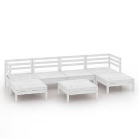 vidaXL 7-tlg. Garten-Lounge-Set Weiß Massivholz Kiefer