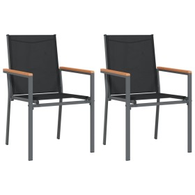 vidaXL Gartenstühle 2 Stk. Schwarz 55x61,5x90 cm Textilene und Stahl