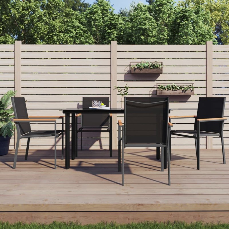 vidaXL Gartenstühle 4 Stk. Schwarz 55x61,5x90 cm Textilene und Stahl vidaXL Gartenstühle 4 Stk. Schwarz 55x61,5x90 cm Textilene und Stahl