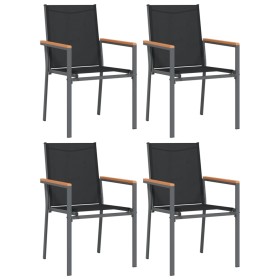 vidaXL Gartenstühle 4 Stk. Schwarz 55x61,5x90 cm Textilene und Stahl