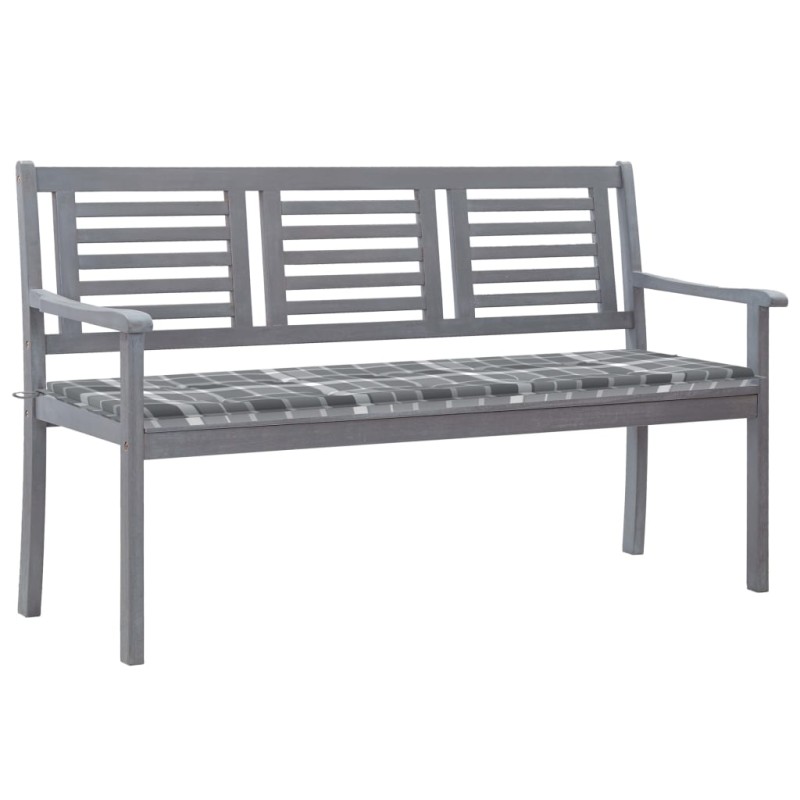 vidaXL 3-Sitzer-Gartenbank mit Auflage 150 cm Grau Eukalyptusholz vidaXL 3-Sitzer-Gartenbank mit Auflage 150 cm Grau Eukalyptusholz