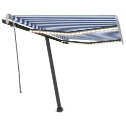 vidaXL Markise Manuell Einziehbar mit LED 350x250 cm Blau und Weiß