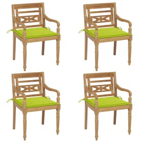 vidaXL Batavia-Stühle mit Kissen 4 Stk. Massivholz Teak