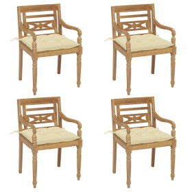 vidaXL Batavia-Stühle mit Kissen 4 Stk. Massivholz Teak