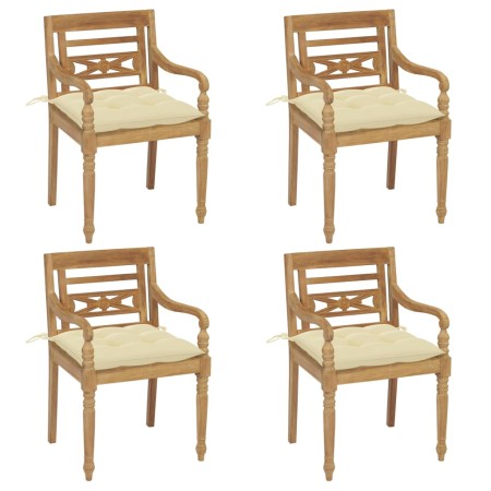 vidaXL Batavia-Stühle mit Kissen 4 Stk. Massivholz Teak