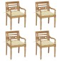 vidaXL Batavia-Stühle mit Kissen 4 Stk. Massivholz Teak vidaXL Batavia-Stühle mit Kissen 4 Stk. Massivholz Teak
