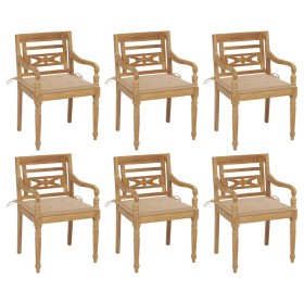 vidaXL Batavia-Stühle mit Kissen 6 Stk. Massivholz Teak