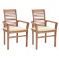 vidaXL Essstühle 2 Stk. mit Cremeweißen Kissen Massivholz Teak vidaXL Essstühle 2 Stk. mit Cremeweißen Kissen Massivholz Teak