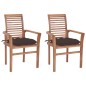 vidaXL Essstühle 2 Stk. mit Taupe Kissen Massivholz Teak vidaXL Essstühle 2 Stk. mit Taupe Kissen Massivholz Teak