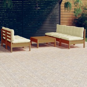 vidaXL 6-tlg. Garten-Lounge-Set mit Creme Kissen Kiefernholz