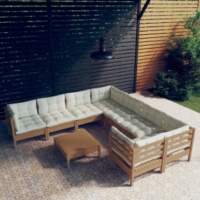 vidaXL 9-tlg. Garten-Lounge-Set mit Kissen Honigbraun Kiefernholz