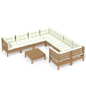 vidaXL 9-tlg. Garten-Lounge-Set mit Kissen Honigbraun Kiefernholz