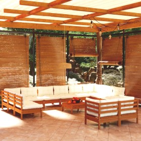 vidaXL 13-tlg. Garten-Lounge-Set mit Kissen Honigbraun Kiefernholz