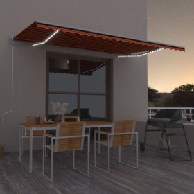 vidaXL Automatische Markise mit LED Windsensor 500x300 cm Orange/Braun