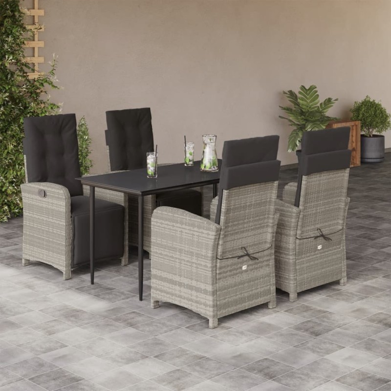 vidaXL 5-tlg. Garten-Essgruppe mit Kissen Hellgrau Poly Rattan vidaXL 5-tlg. Garten-Essgruppe mit Kissen Hellgrau Poly Rattan