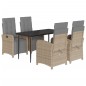 vidaXL 5-tlg. Garten-Essgruppe mit Kissen Beige Poly Rattan vidaXL 5-tlg. Garten-Essgruppe mit Kissen Beige Poly Rattan