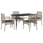 vidaXL 5-tlg. Garten-Essgruppe mit Kissen Grau Poly Rattan vidaXL 5-tlg. Garten-Essgruppe mit Kissen Grau Poly Rattan