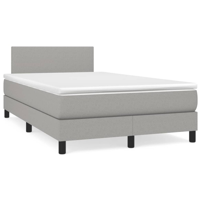 vidaXL Boxspringbett mit Matratze & LED Hellgrau 120x190 cm Stoff vidaXL Boxspringbett mit Matratze & LED Hellgrau 120x190 cm Stoff