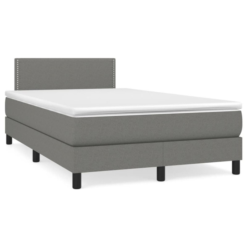 vidaXL Boxspringbett mit Matratze & LED Dunkelgrau 120x190 cm Stoff vidaXL Boxspringbett mit Matratze & LED Dunkelgrau 120x190 cm Stoff