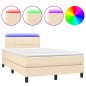 vidaXL Boxspringbett mit Matratze & LED Creme 120x190 cm Stoff vidaXL Boxspringbett mit Matratze & LED Creme 120x190 cm Stoff