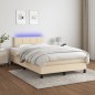vidaXL Boxspringbett mit Matratze & LED Creme 120x190 cm Stoff vidaXL Boxspringbett mit Matratze & LED Creme 120x190 cm Stoff