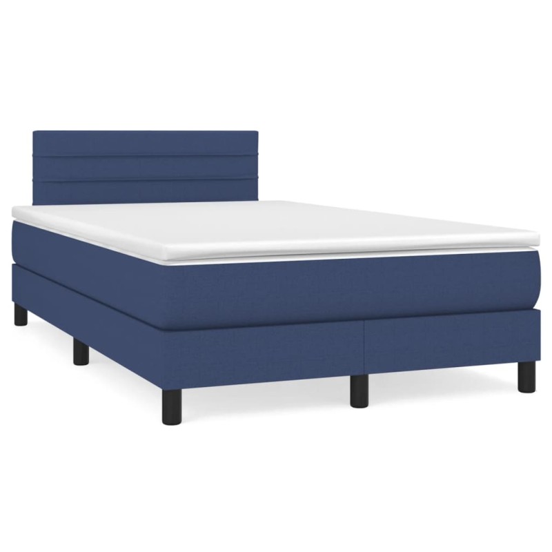 vidaXL Boxspringbett mit Matratze & LED Blau 120x190 cm Stoff vidaXL Boxspringbett mit Matratze & LED Blau 120x190 cm Stoff