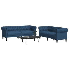 vidaXL 2-tlg. Sofagarnitur Blau Stoff