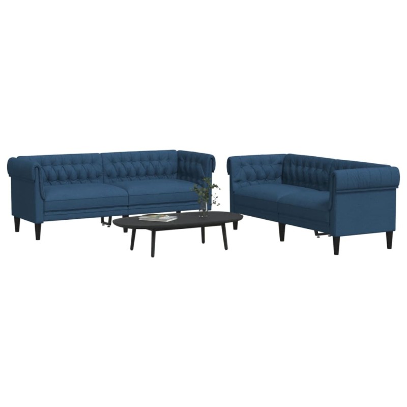 vidaXL 2-tlg. Sofagarnitur Blau Stoff vidaXL 2-tlg. Sofagarnitur Blau Stoff