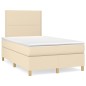 vidaXL Boxspringbett mit Matratze Creme 120x190 cm Stoff vidaXL Boxspringbett mit Matratze Creme 120x190 cm Stoff