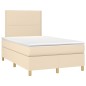 vidaXL Boxspringbett mit Matratze Creme 120x190 cm Stoff vidaXL Boxspringbett mit Matratze Creme 120x190 cm Stoff
