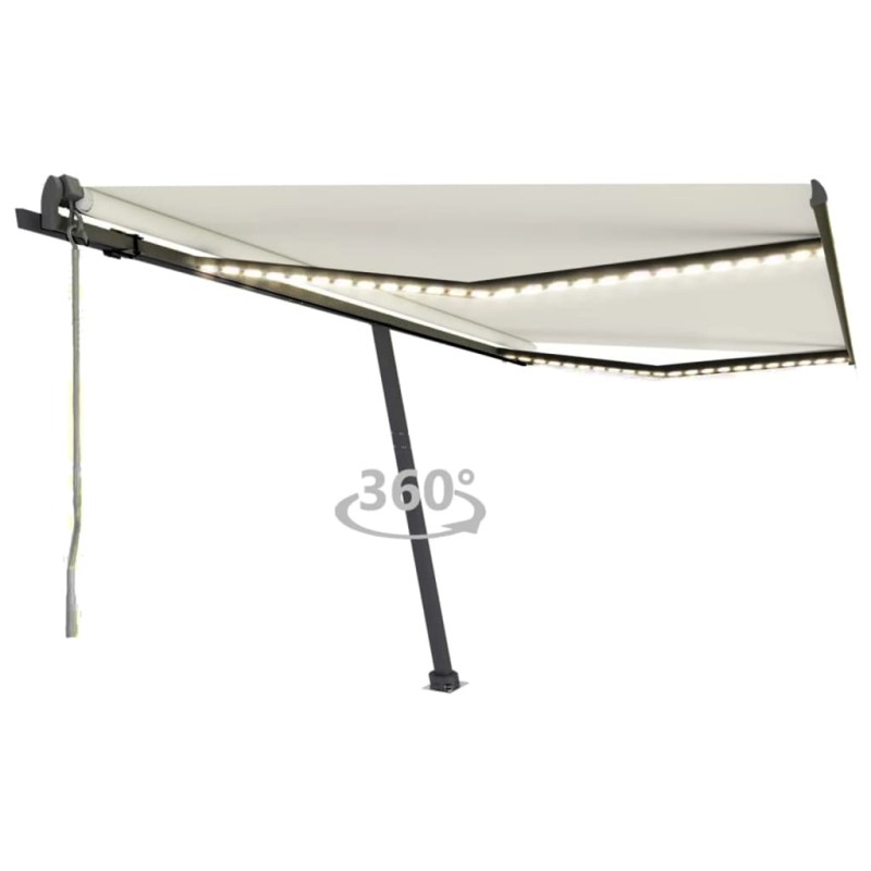vidaXL Automatische Markise mit LED & Windsensor 450x350 cm Cremeweiß vidaXL Automatische Markise mit LED & Windsensor 450x350 cm Cremeweiß
