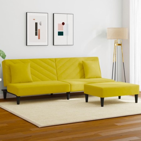 vidaXL 2-tlg. Sofagarnitur mit Kissen Gelb Samt