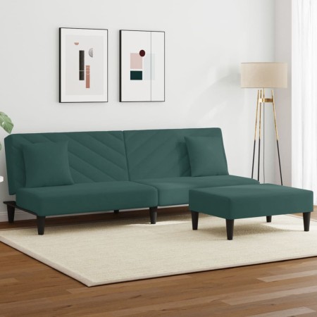 vidaXL 2-tlg. Sofagarnitur mit Kissen Dunkelgrün Samt