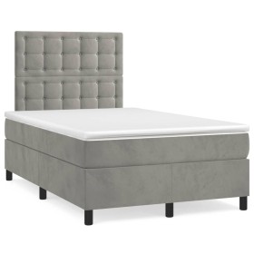 vidaXL Boxspringbett mit Matratze Hellgrau 120x190 cm Samt