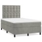vidaXL Boxspringbett mit Matratze Hellgrau 120x190 cm Samt vidaXL Boxspringbett mit Matratze Hellgrau 120x190 cm Samt
