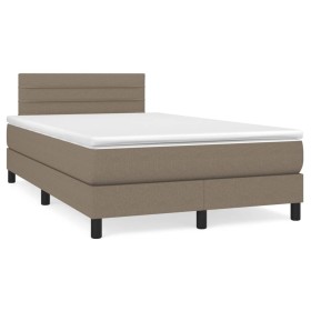 vidaXL Boxspringbett mit Matratze & LED Taupe 120x190 cm Stoff