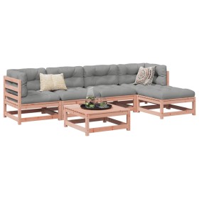 vidaXL 6-tlg. Garten-Sofagarnitur mit Kissen Massivholz Douglasie