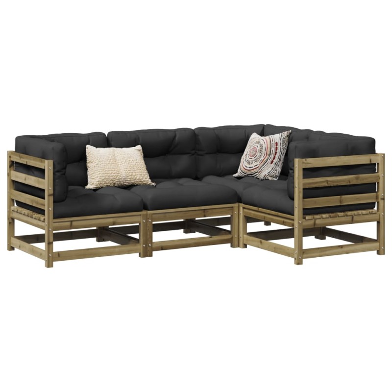 vidaXL 4-tlg. Garten-Sofagarnitur mit Kissen Kiefernholz Imprägniert vidaXL 4-tlg. Garten-Sofagarnitur mit Kissen Kiefernholz Imprägniert