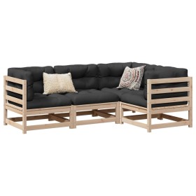vidaXL 4-tlg. Garten-Sofagarnitur Massivholz Kiefer
