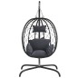 vidaXL Hängesessel Ei mit Kissen Anthrazit Poly Rattan & Stahl vidaXL Hängesessel Ei mit Kissen Anthrazit Poly Rattan & Stahl