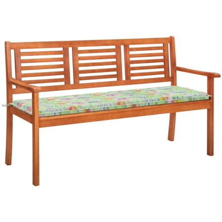 vidaXL 3-Sitzer-Gartenbank mit Auflage 150 cm Massivholz Eukalyptus