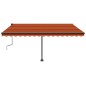 vidaXL Markise Manuell Einziehbar mit LED 450x350 cm Orange und Braun vidaXL Markise Manuell Einziehbar mit LED 450x350 cm Orange und Braun