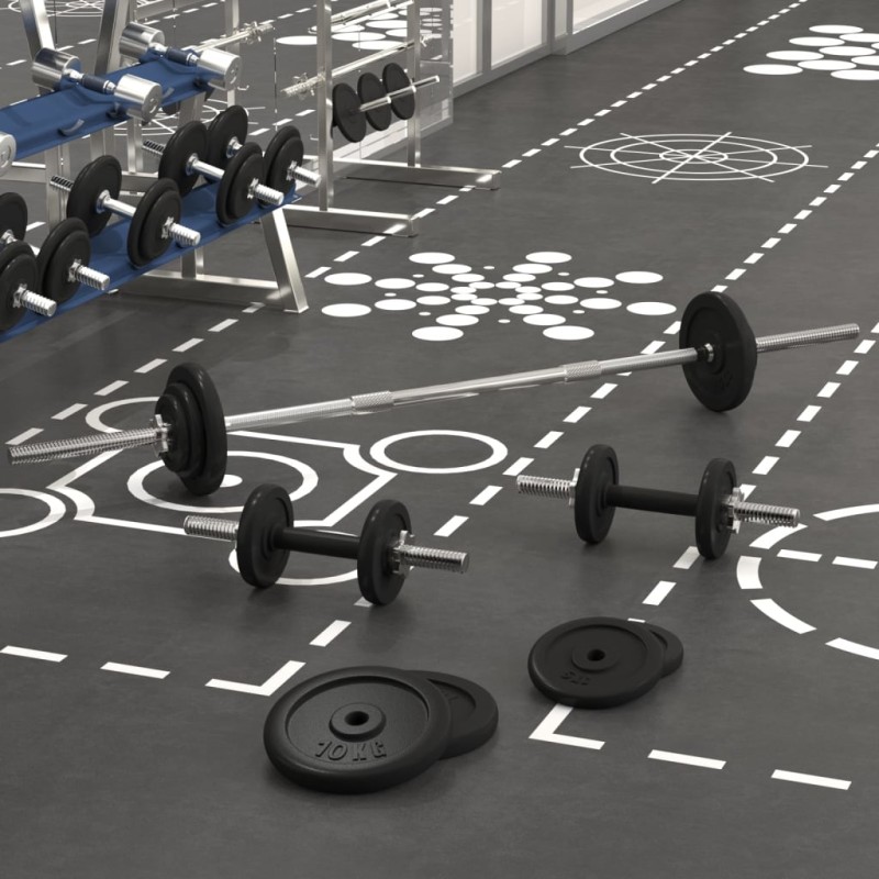 vidaXL Langhantel und Kurzhantel mit Hantelscheiben 60 kg Gusseisen vidaXL Langhantel und Kurzhantel mit Hantelscheiben 60 kg Gusseisen