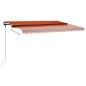vidaXL Markise Manuell Einziehbar mit LED 450x350 cm Orange und Braun vidaXL Markise Manuell Einziehbar mit LED 450x350 cm Orange und Braun