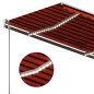 vidaXL Markise Manuell Einziehbar mit LED 450x350 cm Orange und Braun vidaXL Markise Manuell Einziehbar mit LED 450x350 cm Orange und Braun