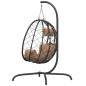 vidaXL Hängesessel Ei mit Kissen Taupe Poly Rattan & Stahl vidaXL Hängesessel Ei mit Kissen Taupe Poly Rattan & Stahl