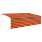 vidaXL Markise Manuell Einziehbar mit Rollo & LED 5x3 m Orange & Braun vidaXL Markise Manuell Einziehbar mit Rollo & LED 5x3 m Orange & Braun